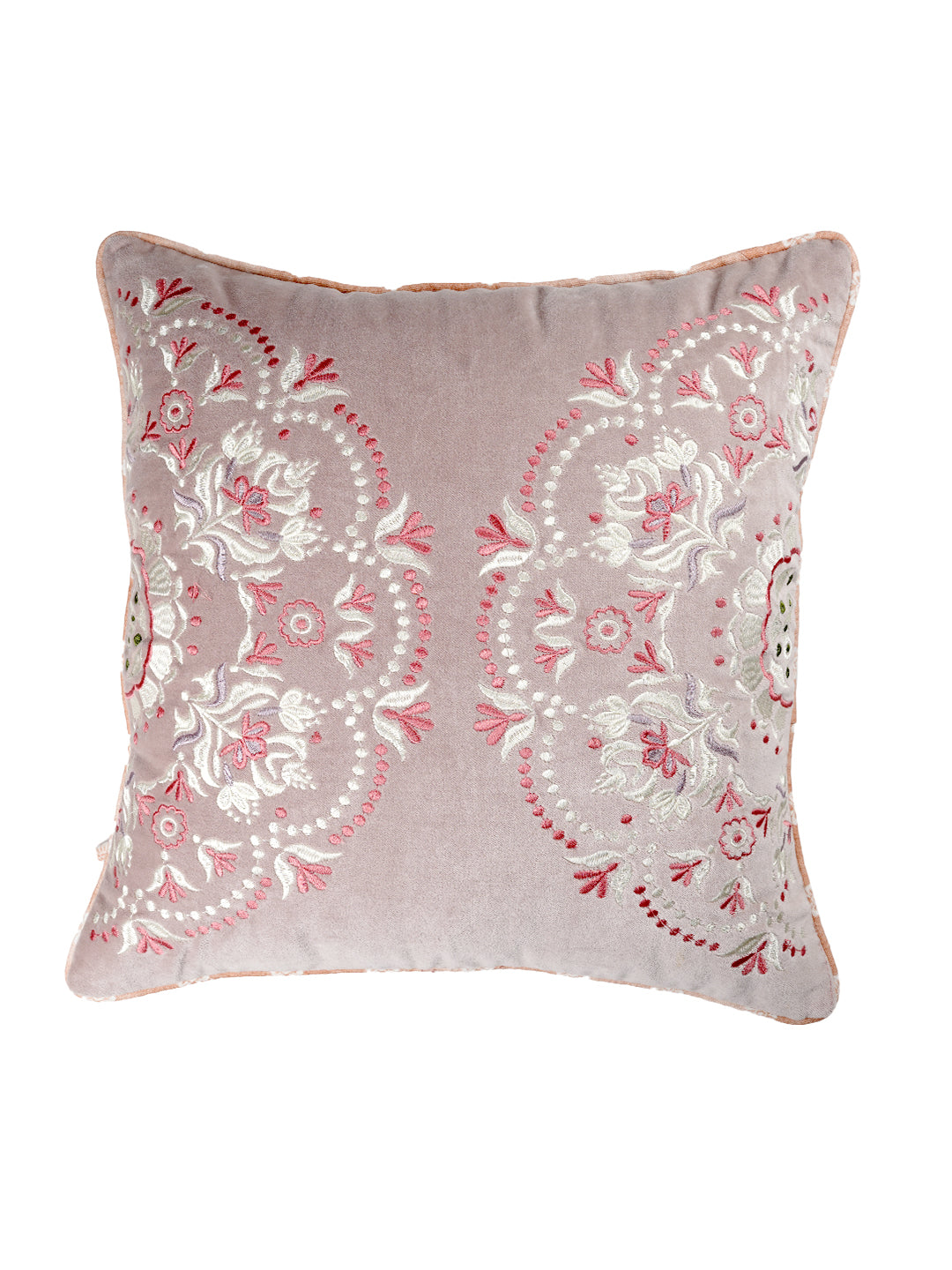 Rahat Mauve Velvet Embroidered Cushion