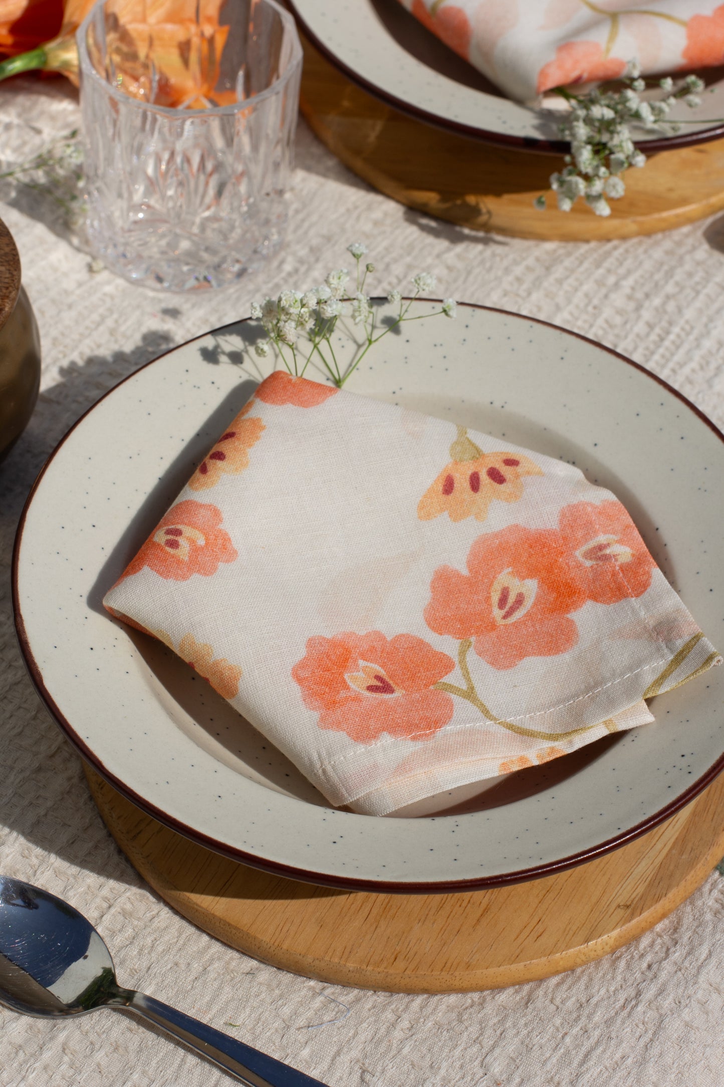Set Of 2 - Mimo Flower Cotton Napkin