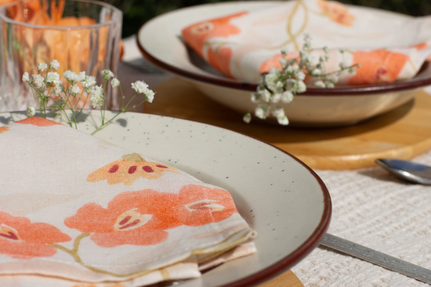 Set Of 2 - Mimo Flower Cotton Napkin