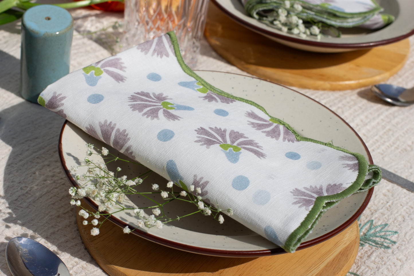 Set Of 2 - Raahat Buds Mauve Cotton Napkin