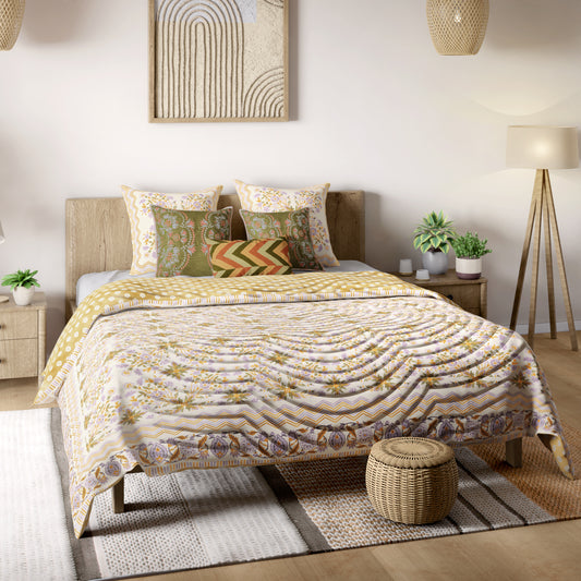 Rahat Yellow Cotton Quilt