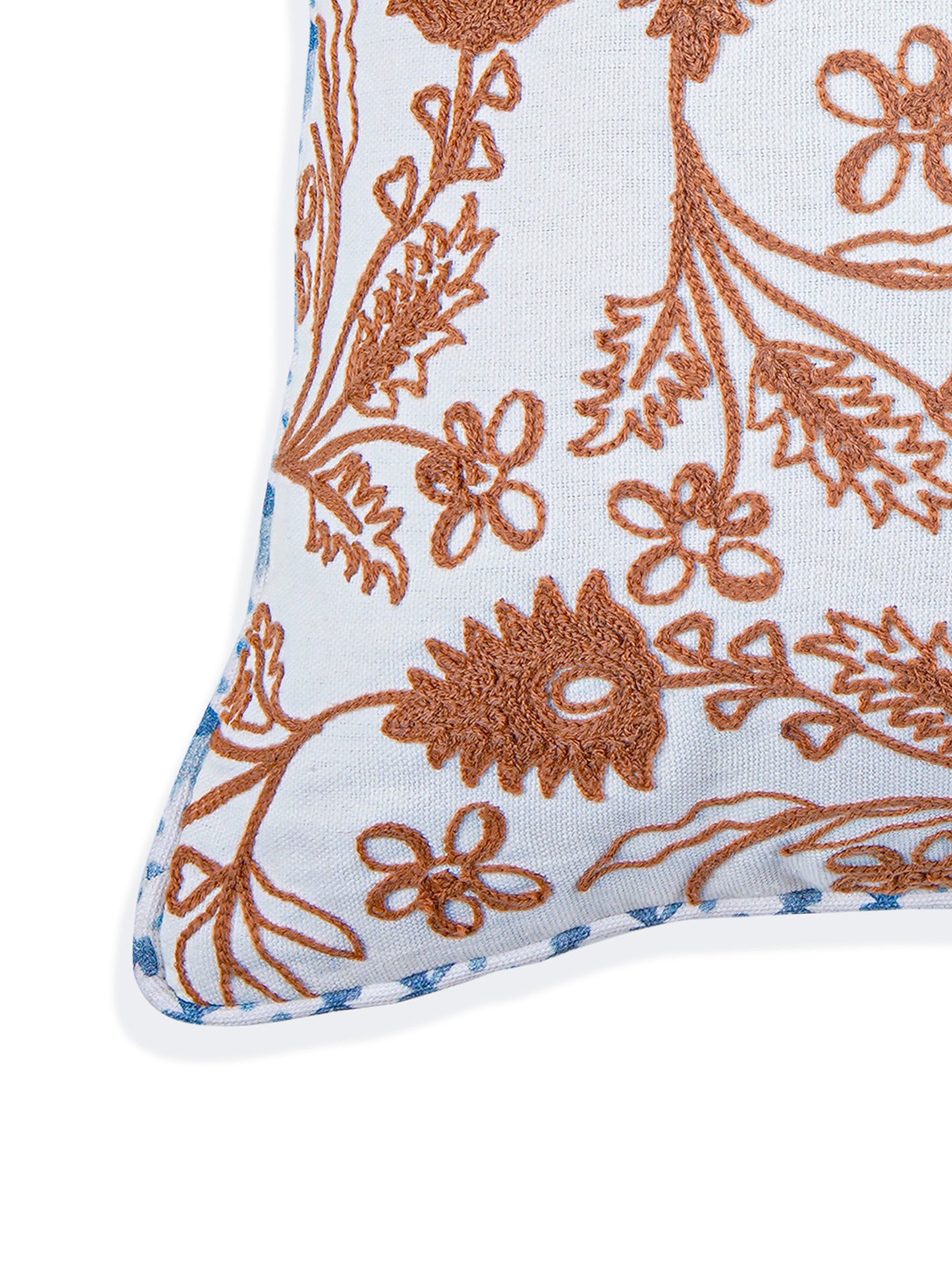 Khwaab Terracotta Embroidered Cushion Cover