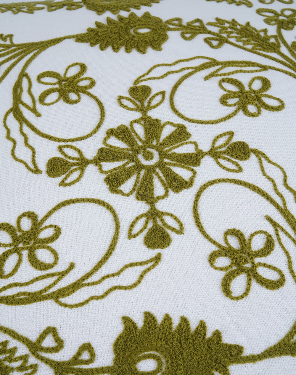 Khwaab Green Embroidered Cushion Cover 16"x 16" ( 40cm x 40cm)