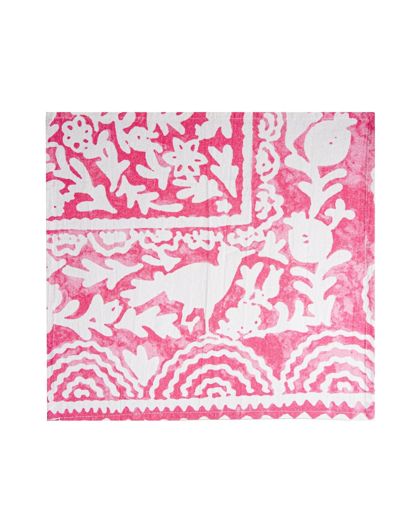 Ayna Green Pink Bird Printed Napkin - 14"X14"