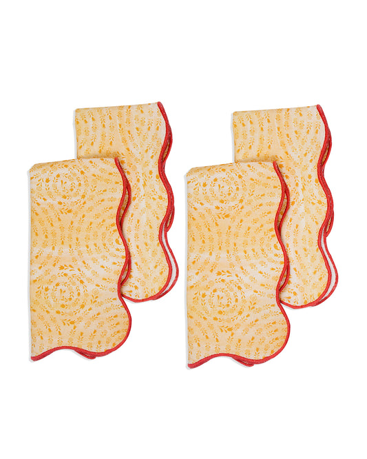 Rahat Yellow Circular Printed Napkin - 14"X14"