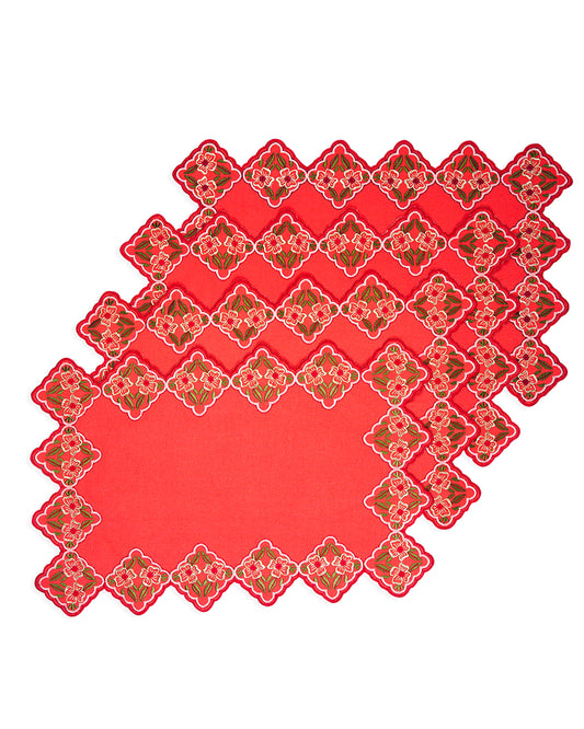 Mimo Festive Embroidered Placemat Set of 4  -12"x18