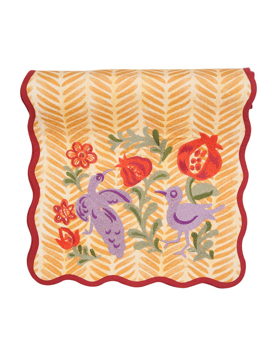 Ayna Yellow Embroidered Table Runner - 14"X72"