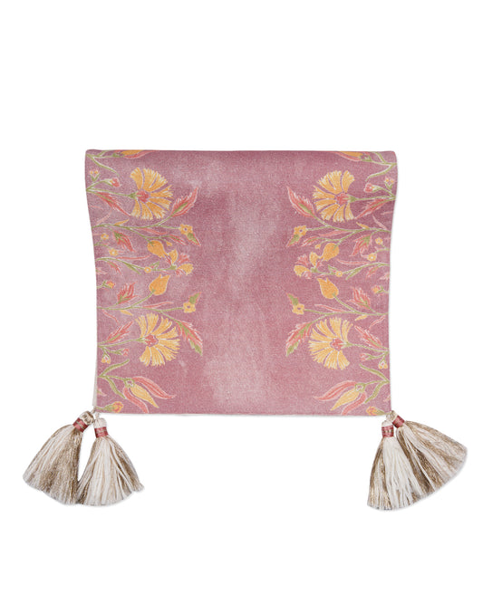 Miyana Dusty Rose Shimmery Printed Table Runner - 14"X72"