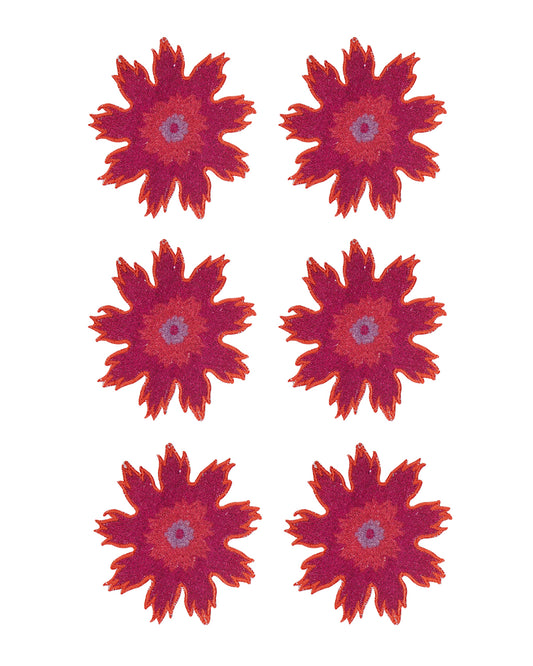 Rahat Pink Flower Embroidered Tea Coaster -4"x4"