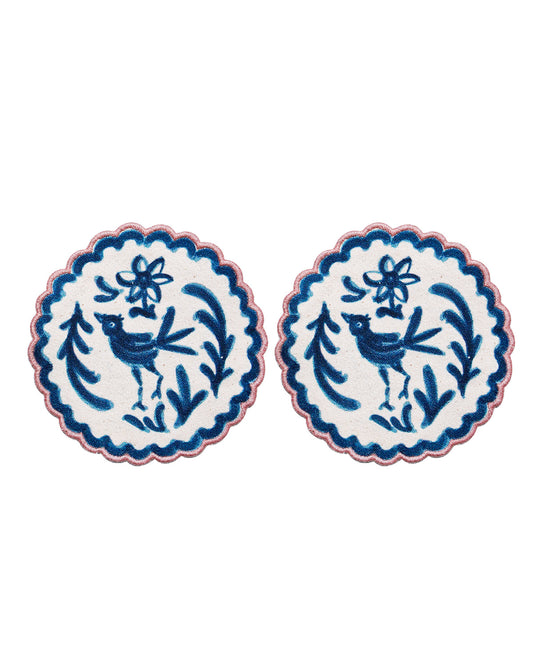 Ayna Blue Bird Printed Tea Coaster - 4"x4"