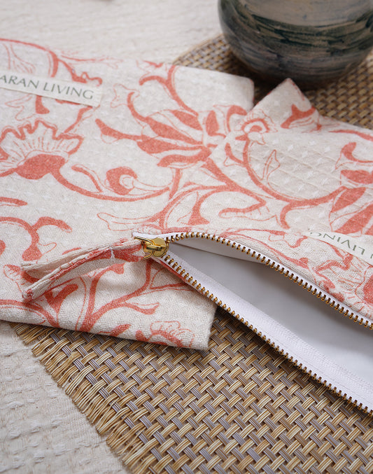 Floral Essence Waffle Pouch With PVC Lining