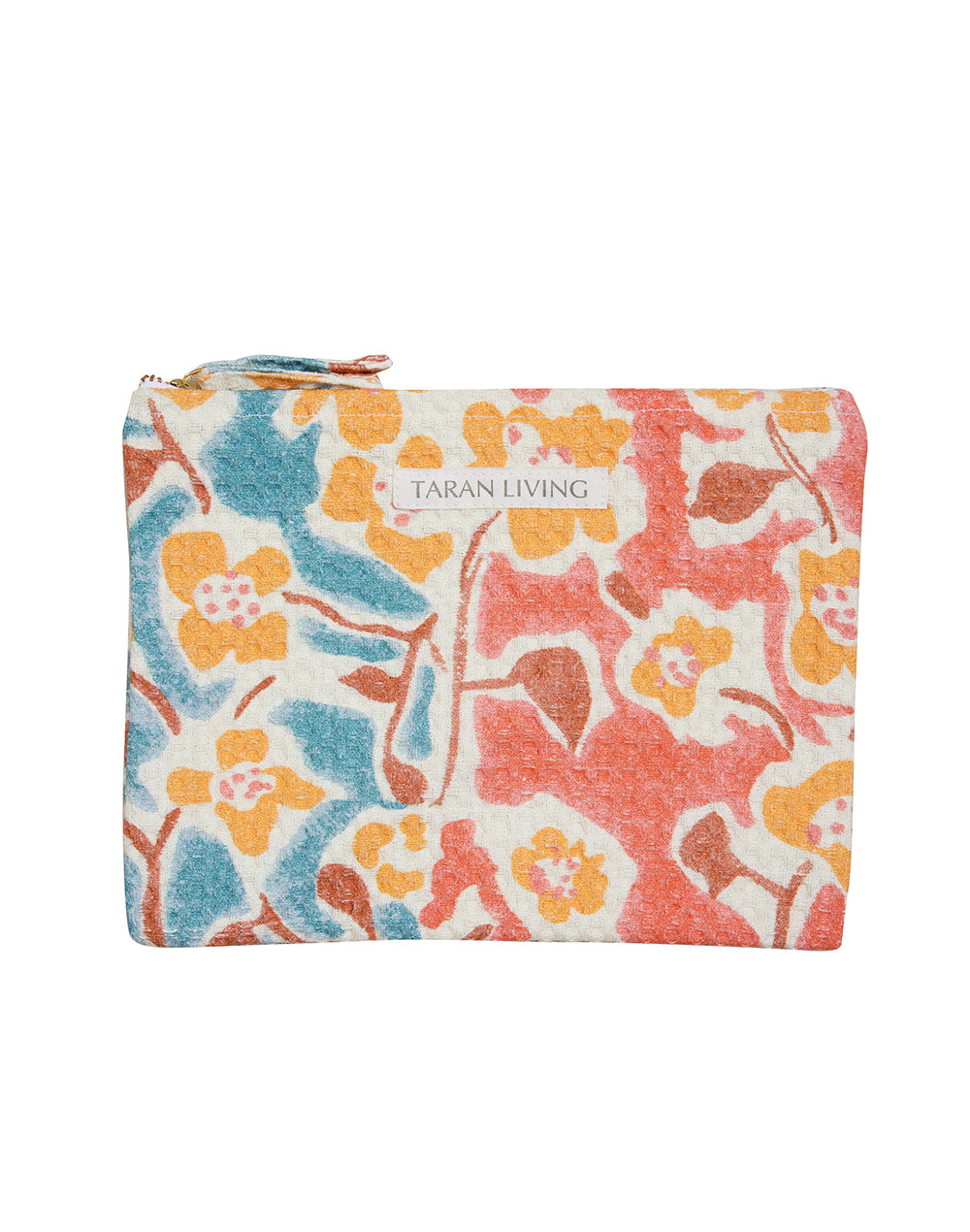 Flower charm waffle pouch with water proof lining