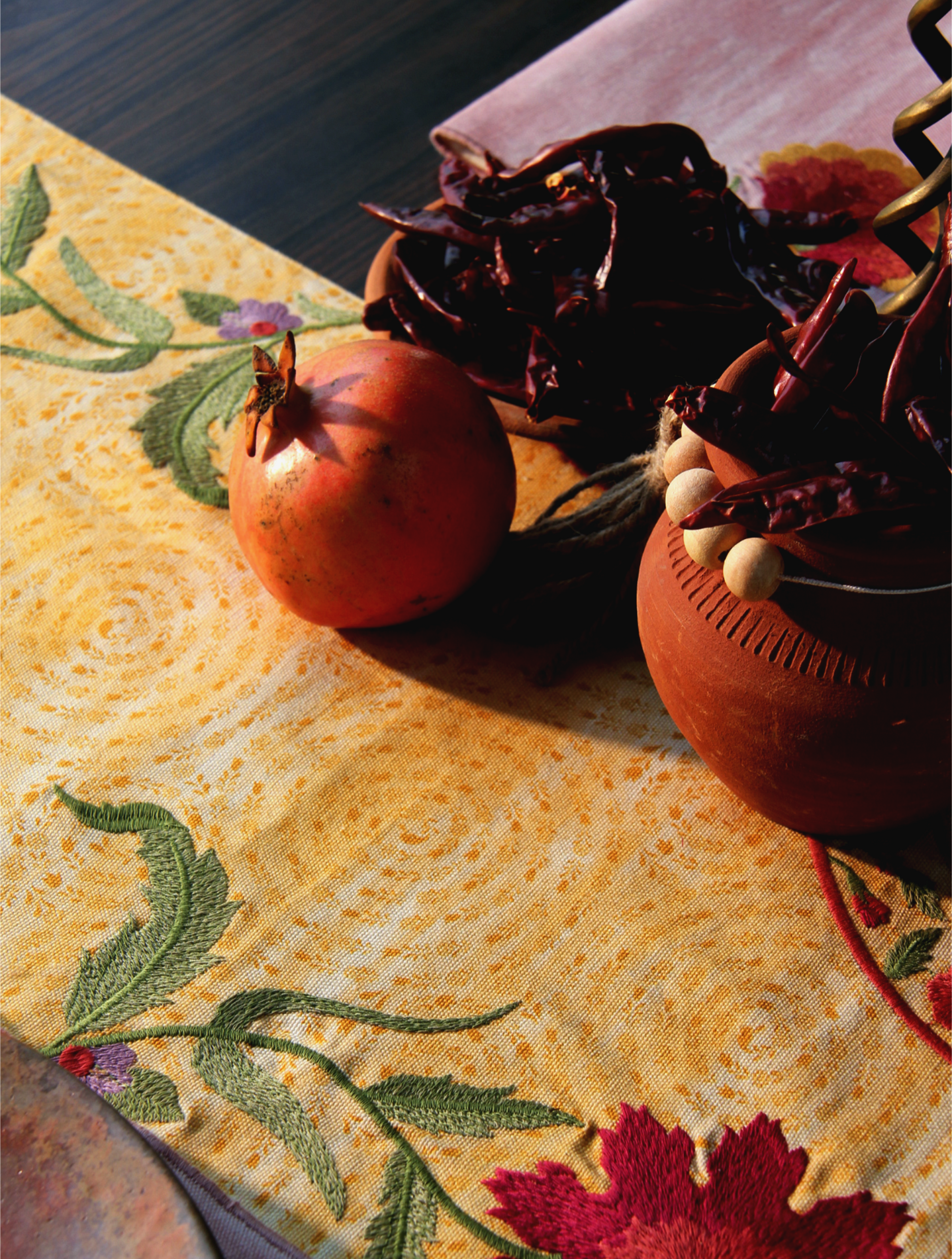 Rahat Yellow Embroidered Table Runner - 13"X72"