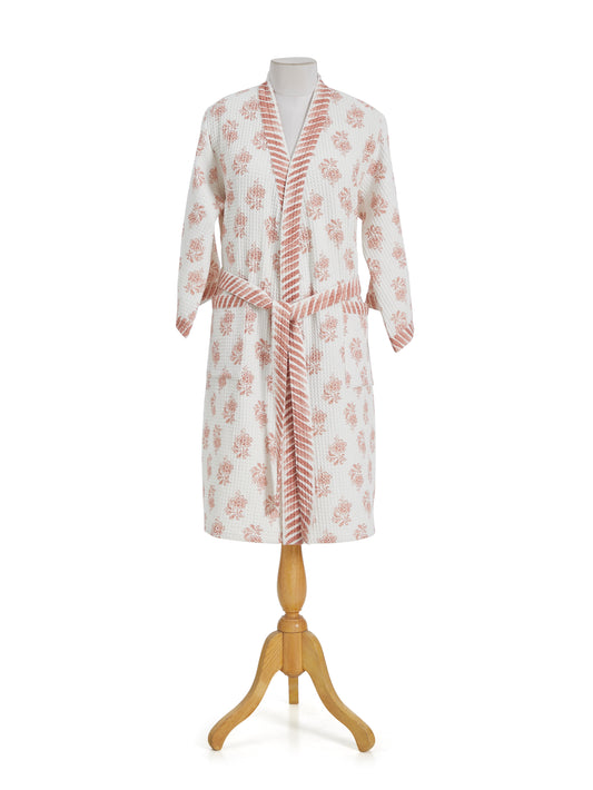 Ayna Pink Cotton Waffle Bathrobe