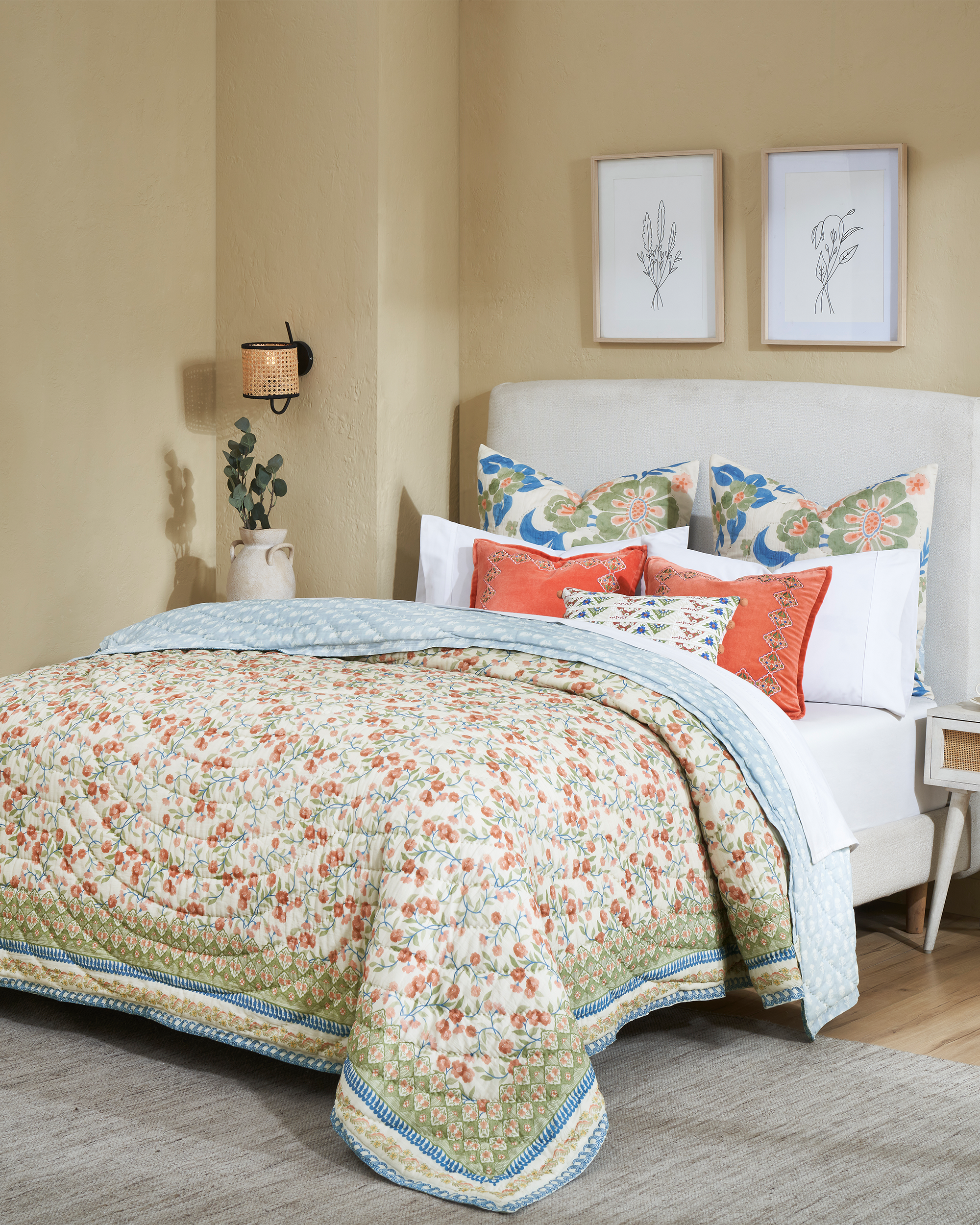 Mimo Green Cotton Quilt - alternate view
