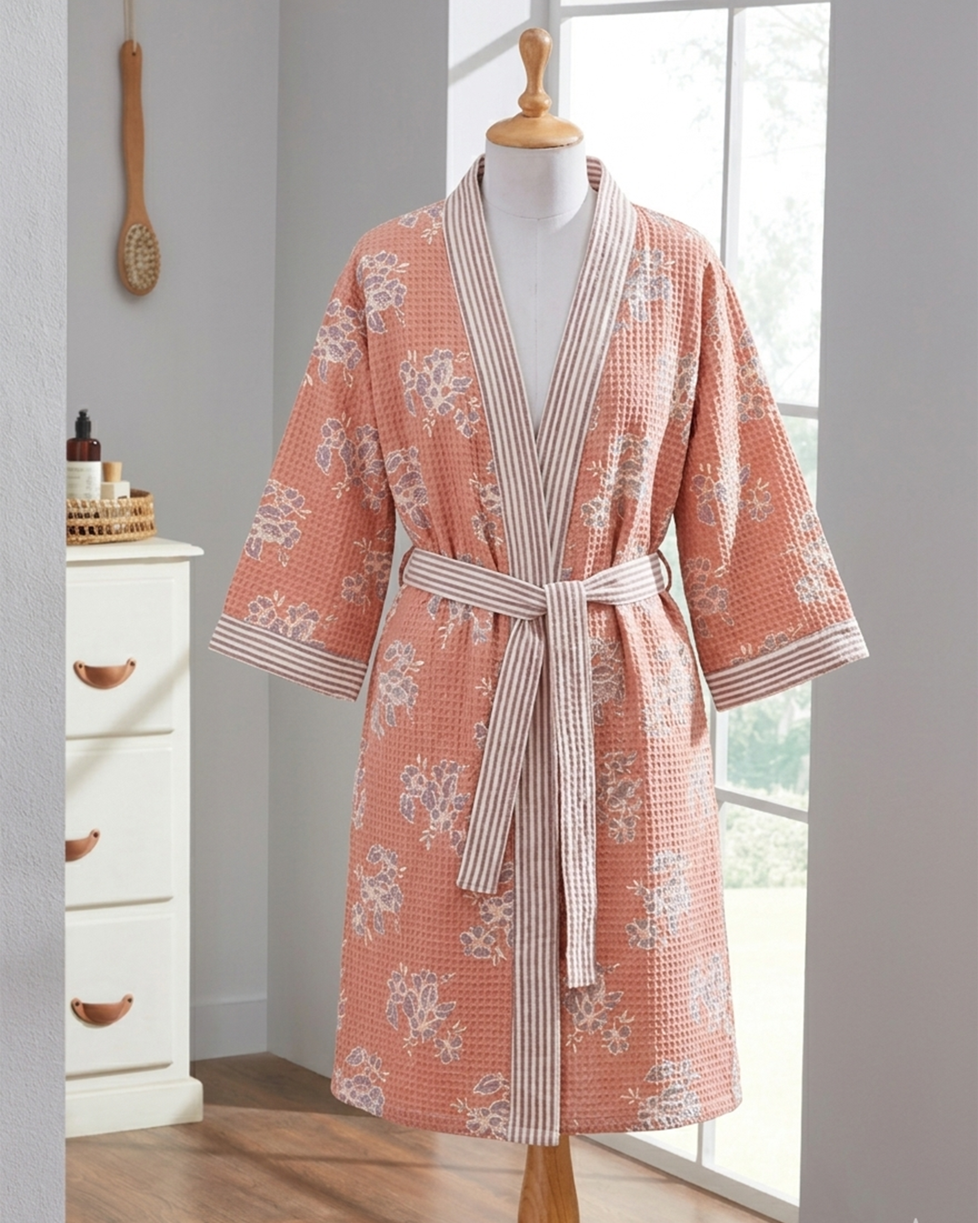 Mimo Pink Cotton Waffle  Bathrobe