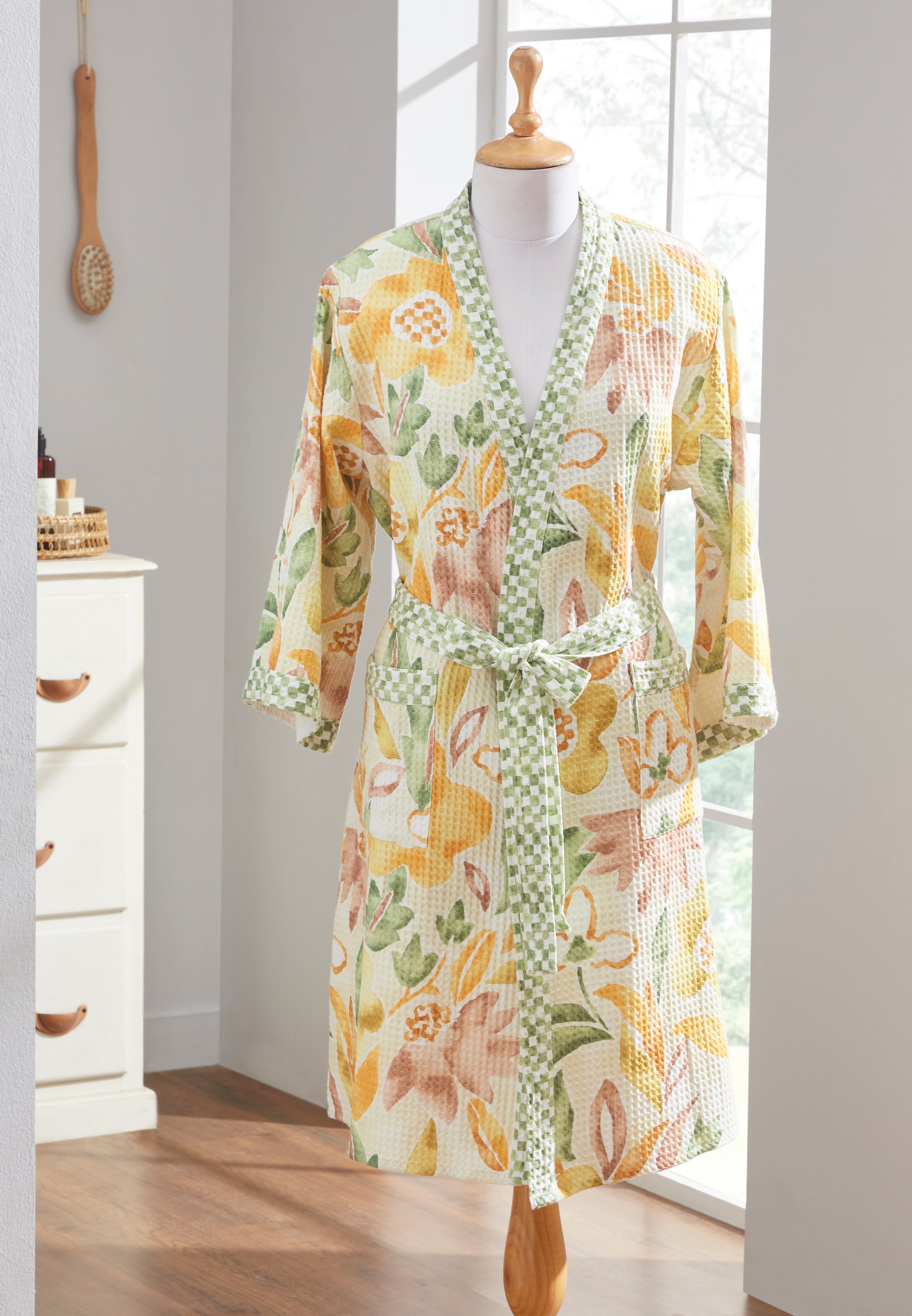 Dancing Floral Yellow Bathrobe