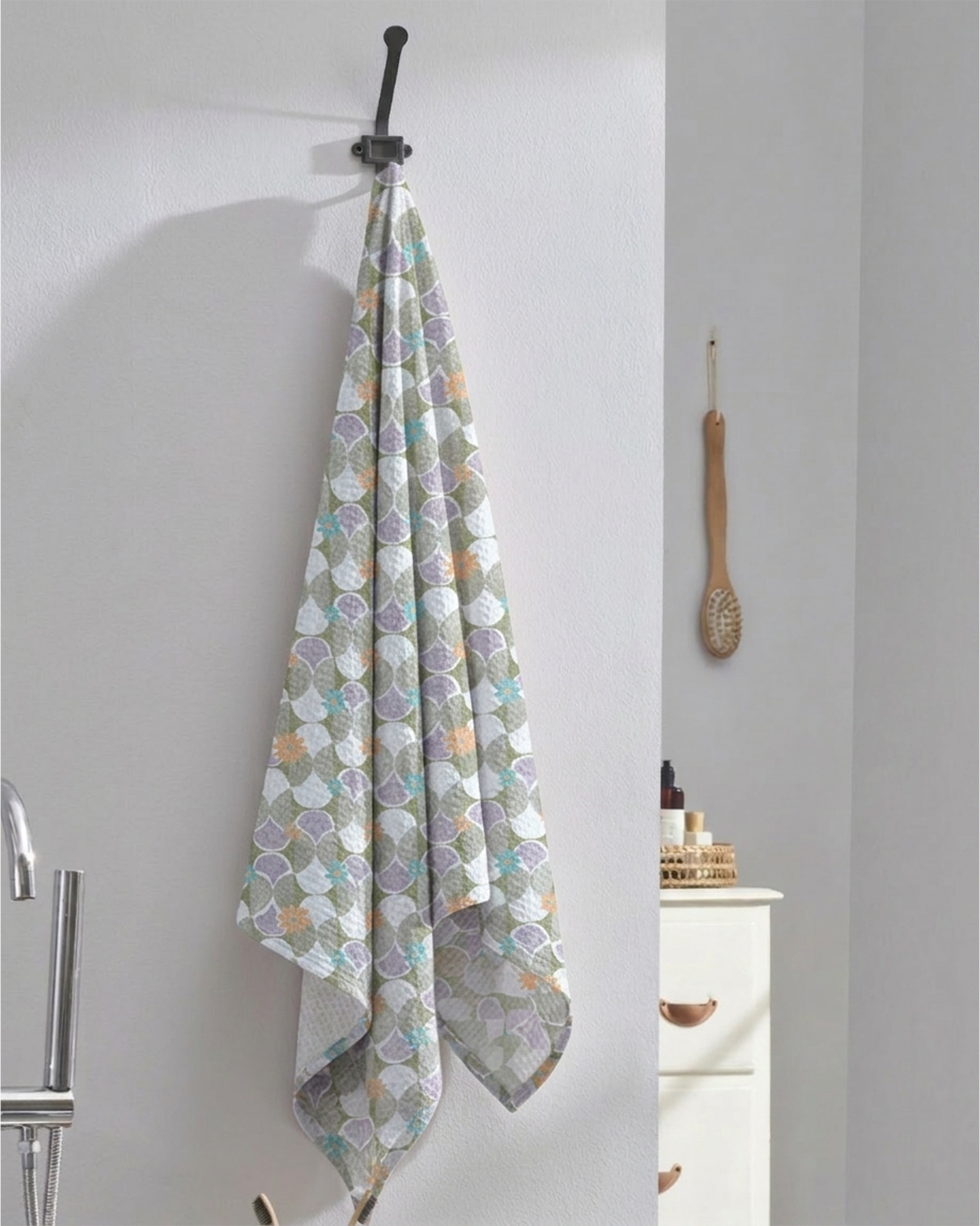 Mosiac Purple Cotton Bath Towel | Taran Living