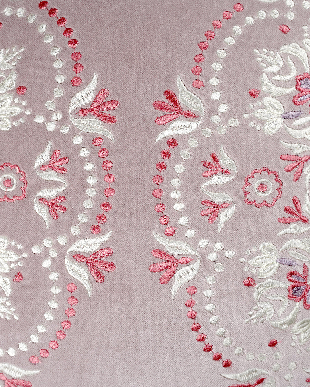 Rahat Mauve Velvet Embroidered Cushion -18"x18"