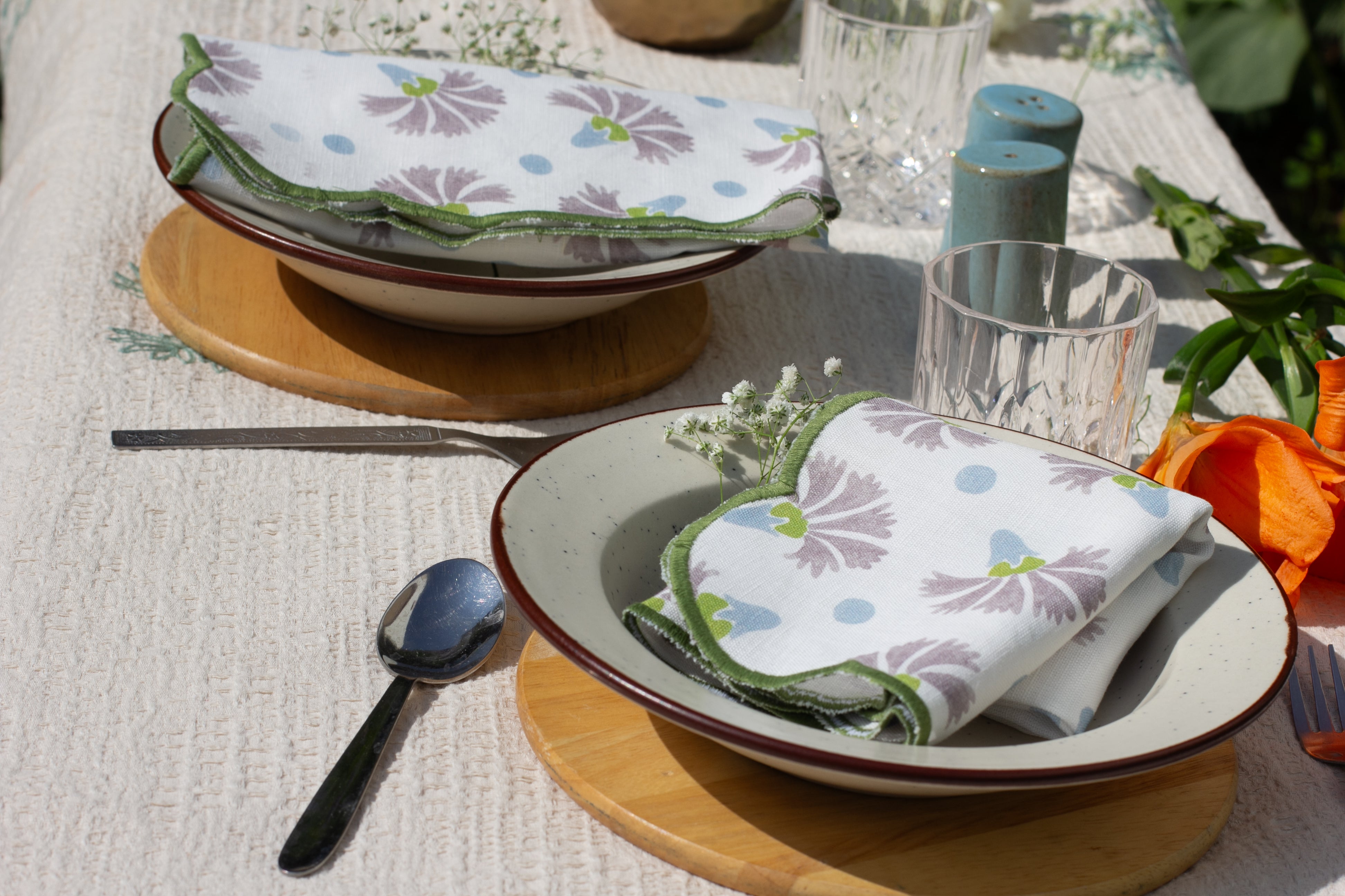 Raahat Buds Mauve Cotton Napkin| Set of 2