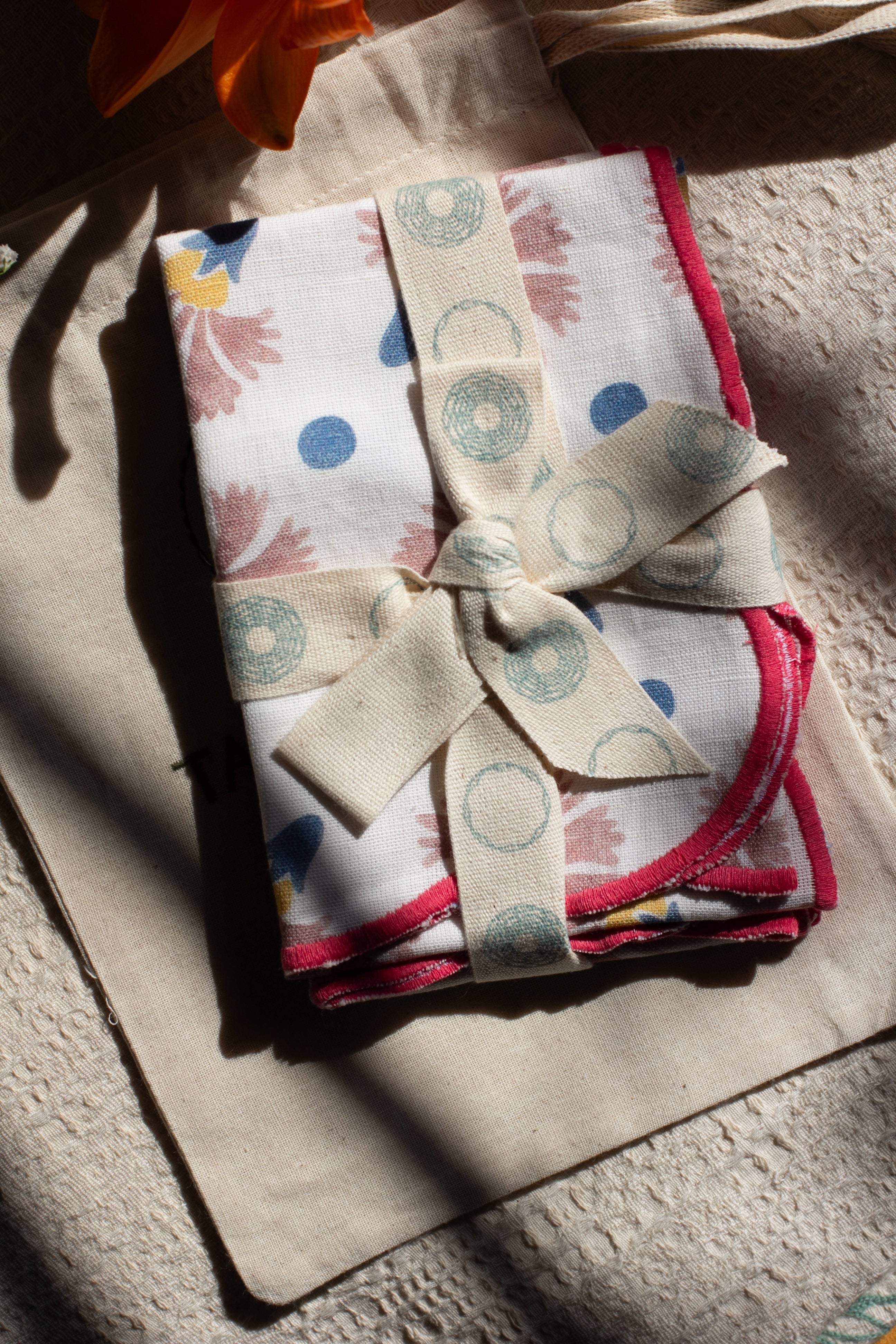 Raahat Buds Pink Cotton Napkin| Set of 2