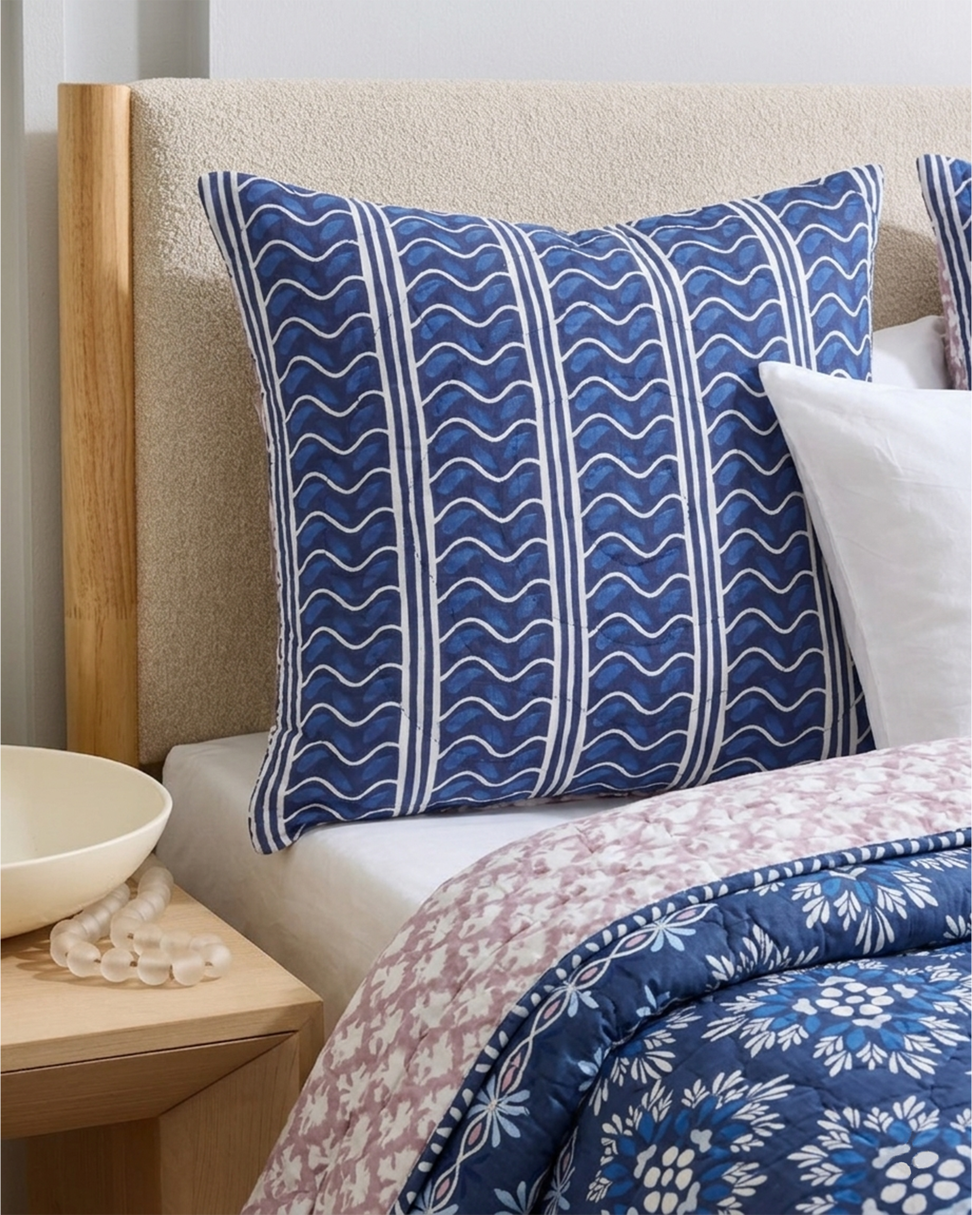 Mica Blue Quilted Sham | Taran Living