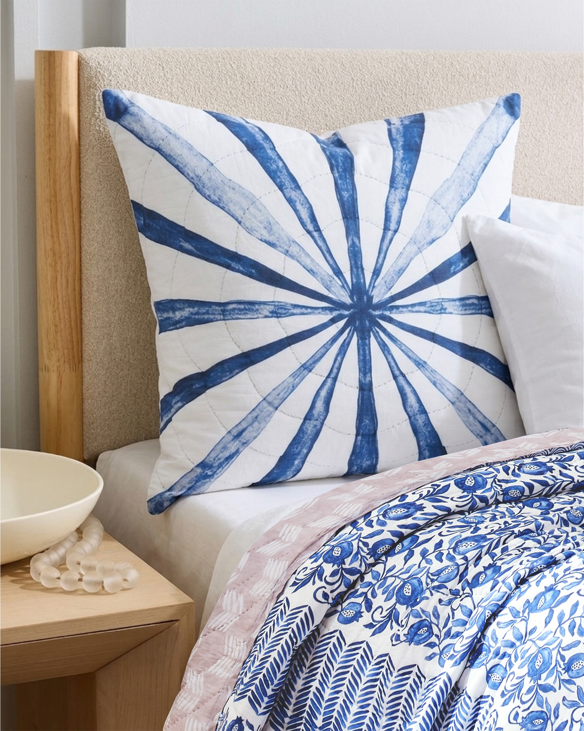Ayna Blue Quilted Sham - 26"x 26"