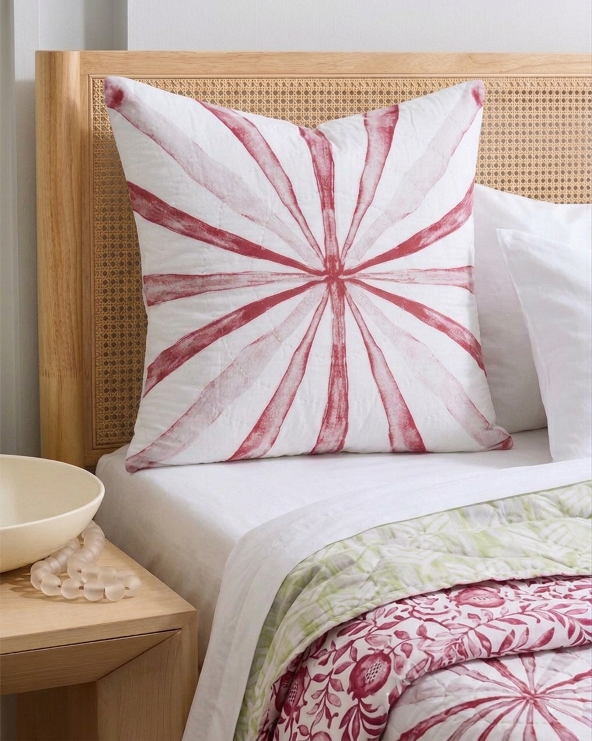 Ayna Red Quilted Sham | Taran Living