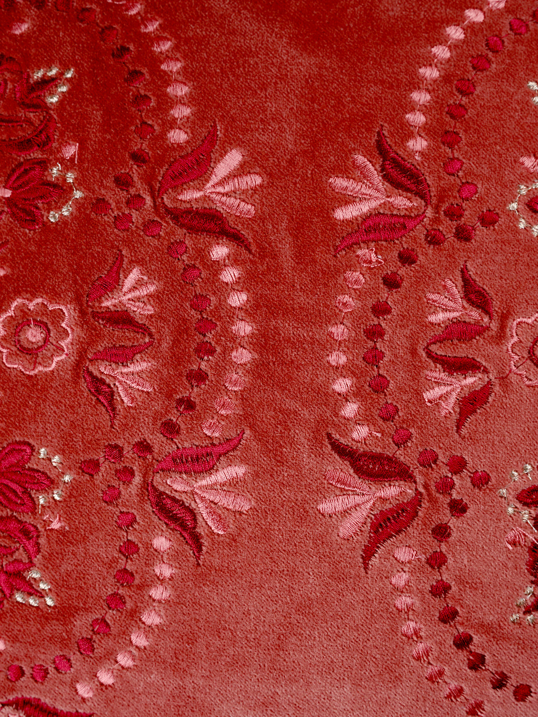 Rahat Red Velvet Embroidered Cushion Cover-18"x18"