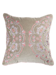 Rahat Green Velvet Embroidered Cushion Cover - 18"x18"