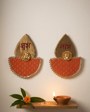 Orange Diya Shubh Labh - set of 2