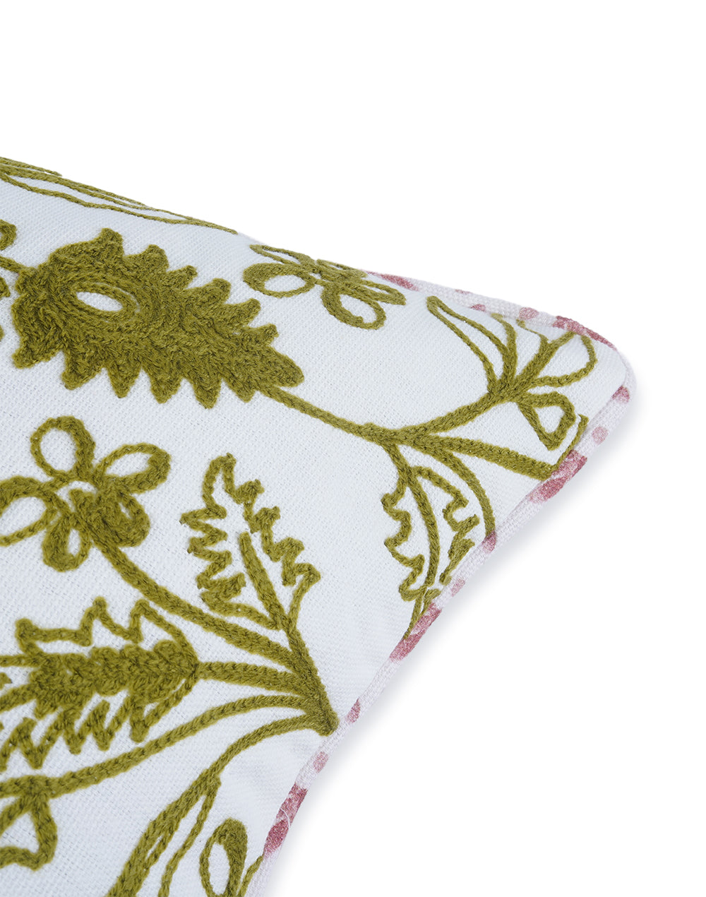 Khwaab green embroidered cushion cover 16"x 16" ( 40cm x 40cm)