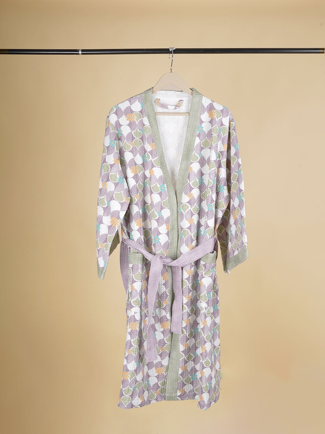Mosiac Purple Cotton Waffle Bathrobe