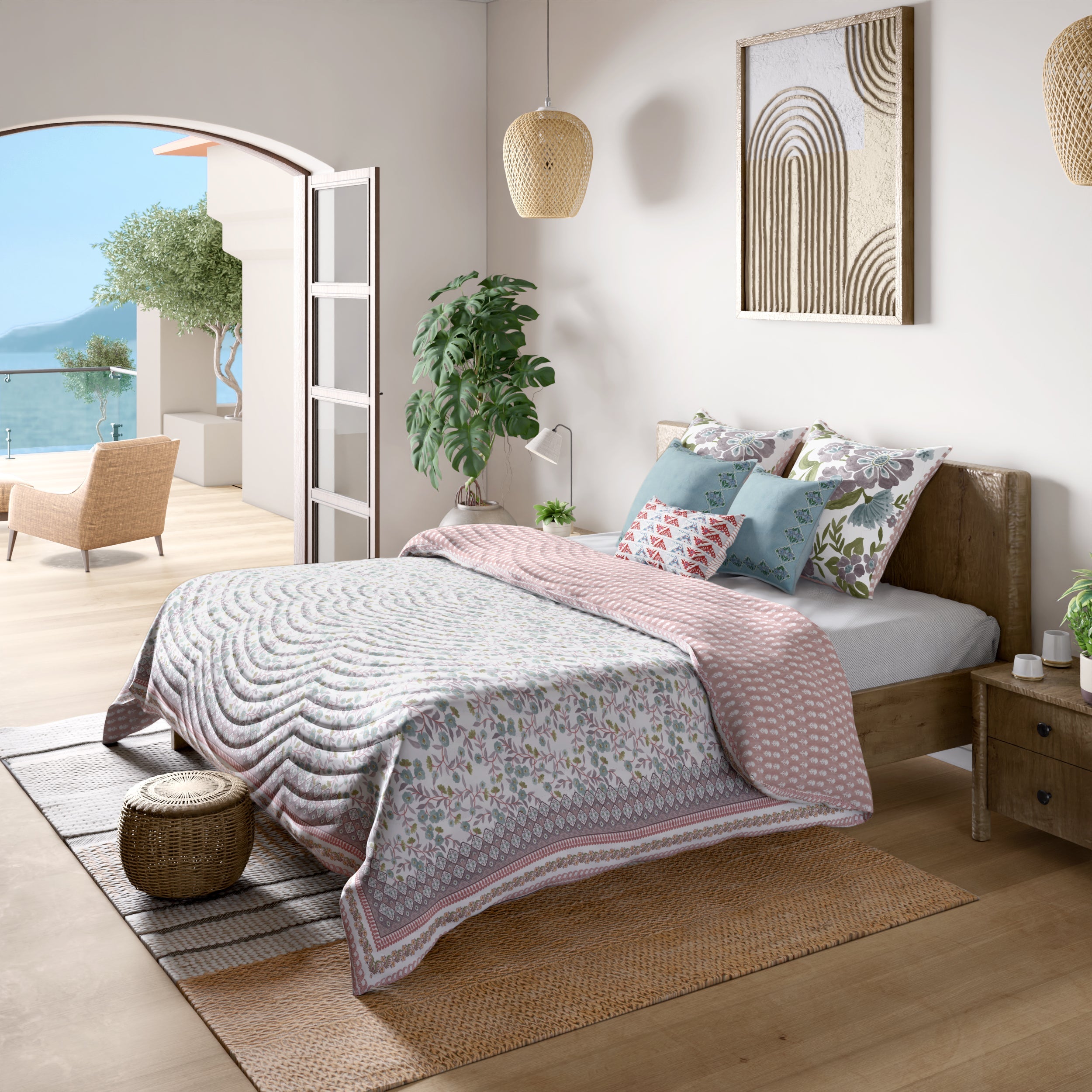 Mimo Blue Cotton Quilt