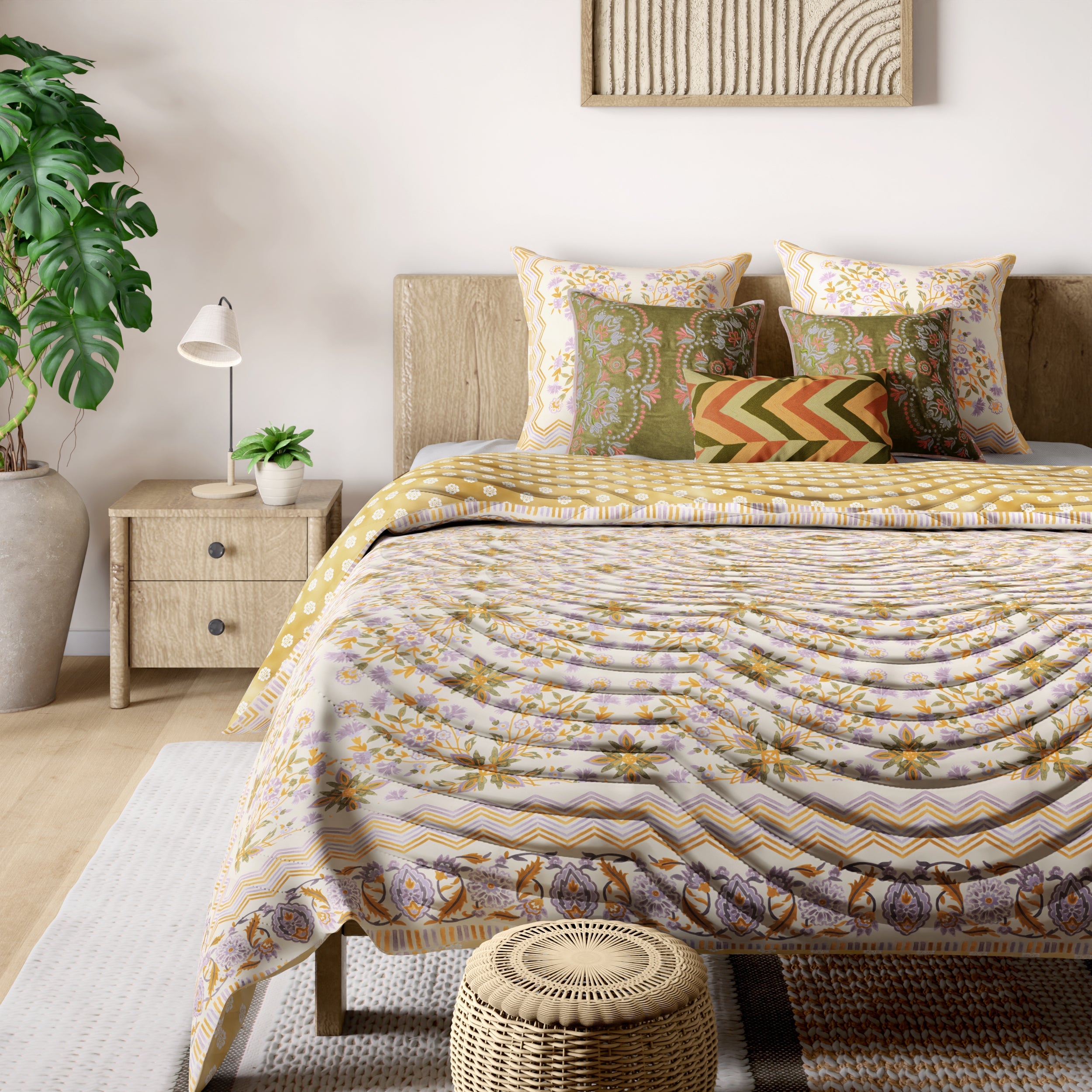 Rahat Yellow Cotton Quilt