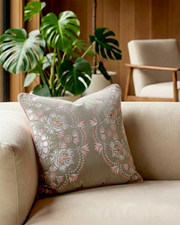 Rahat Green Velvet Embroidered Cushion Cover - 18"x18"