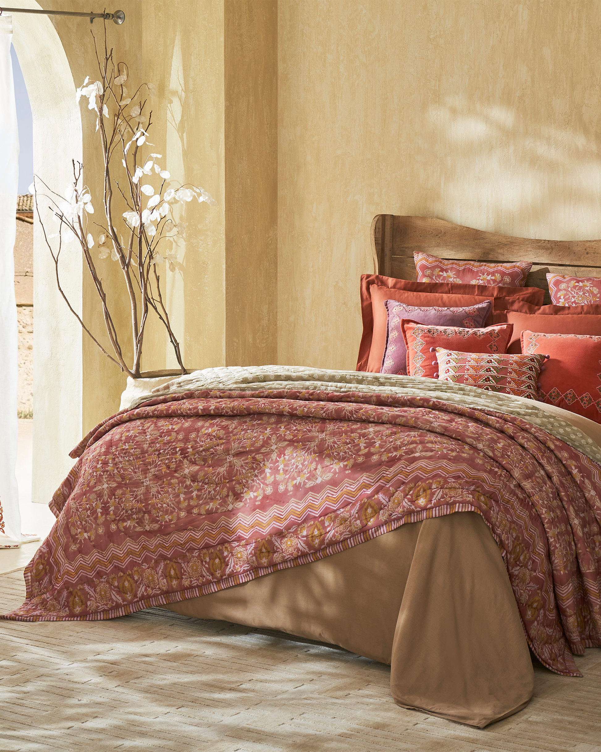 Rahat Red Cotton Quilt - detail shot