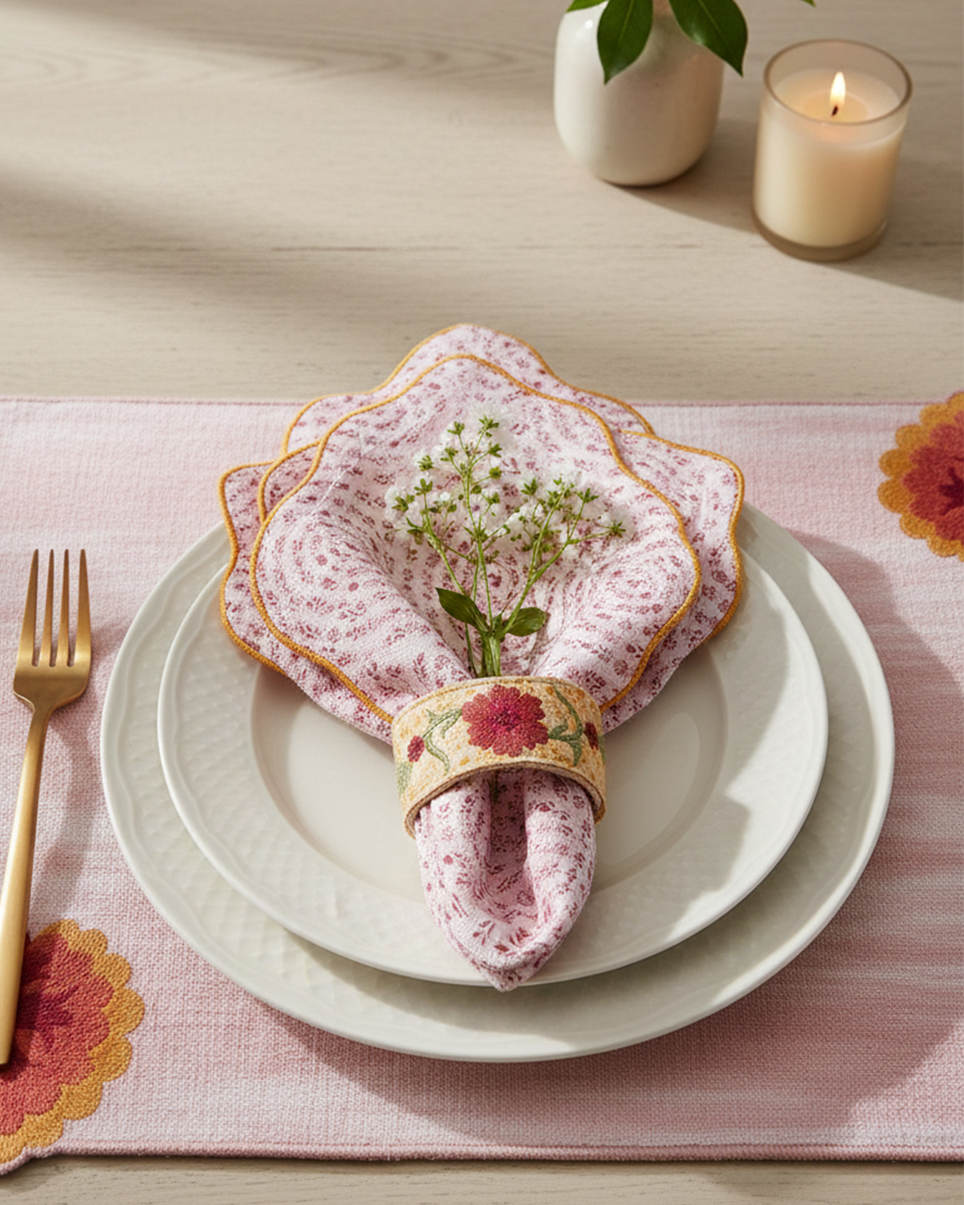 Mauve Circular Printed Cotton Napkin | Taran Living