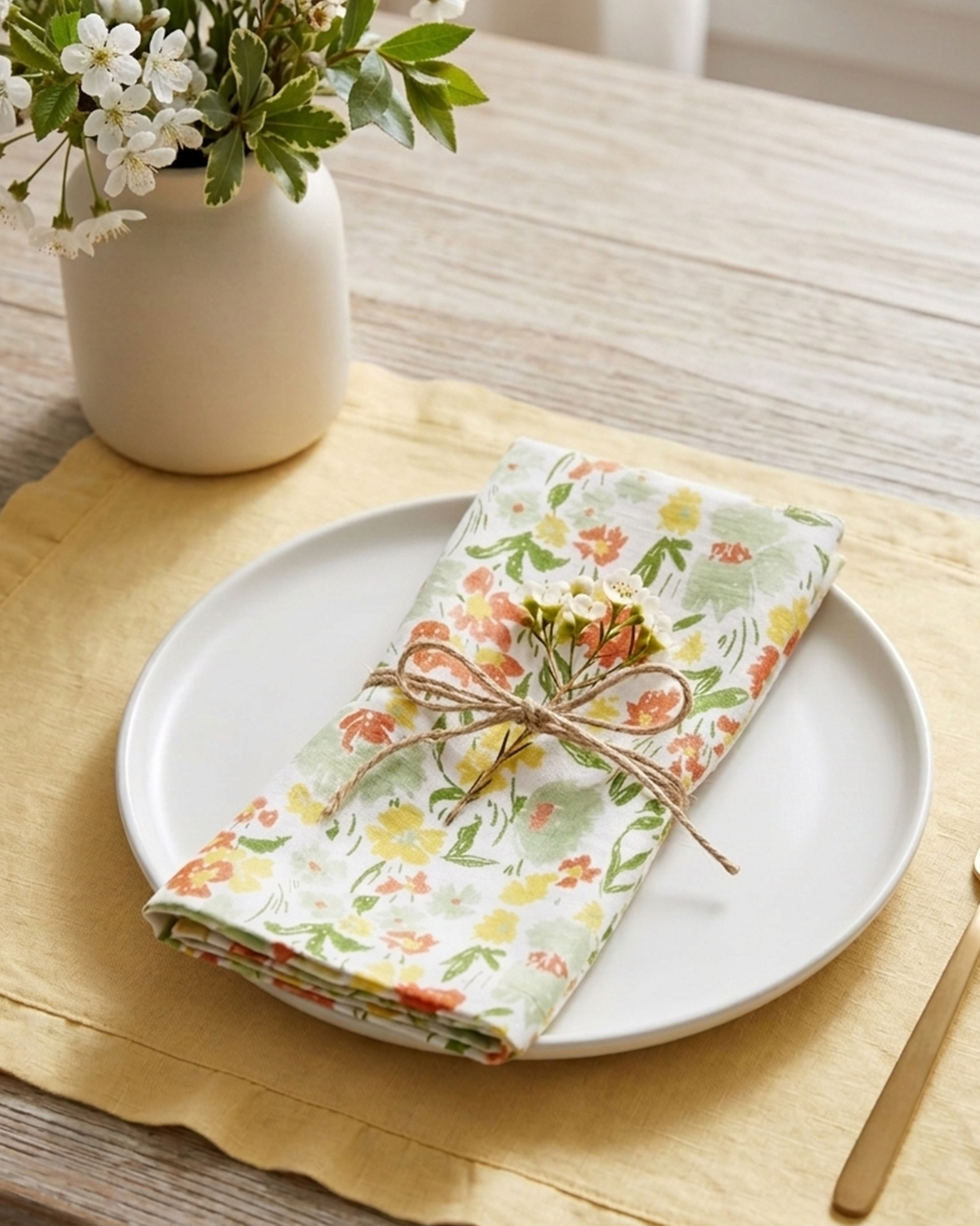 Floral Printed Cotton Napkin - alternate view