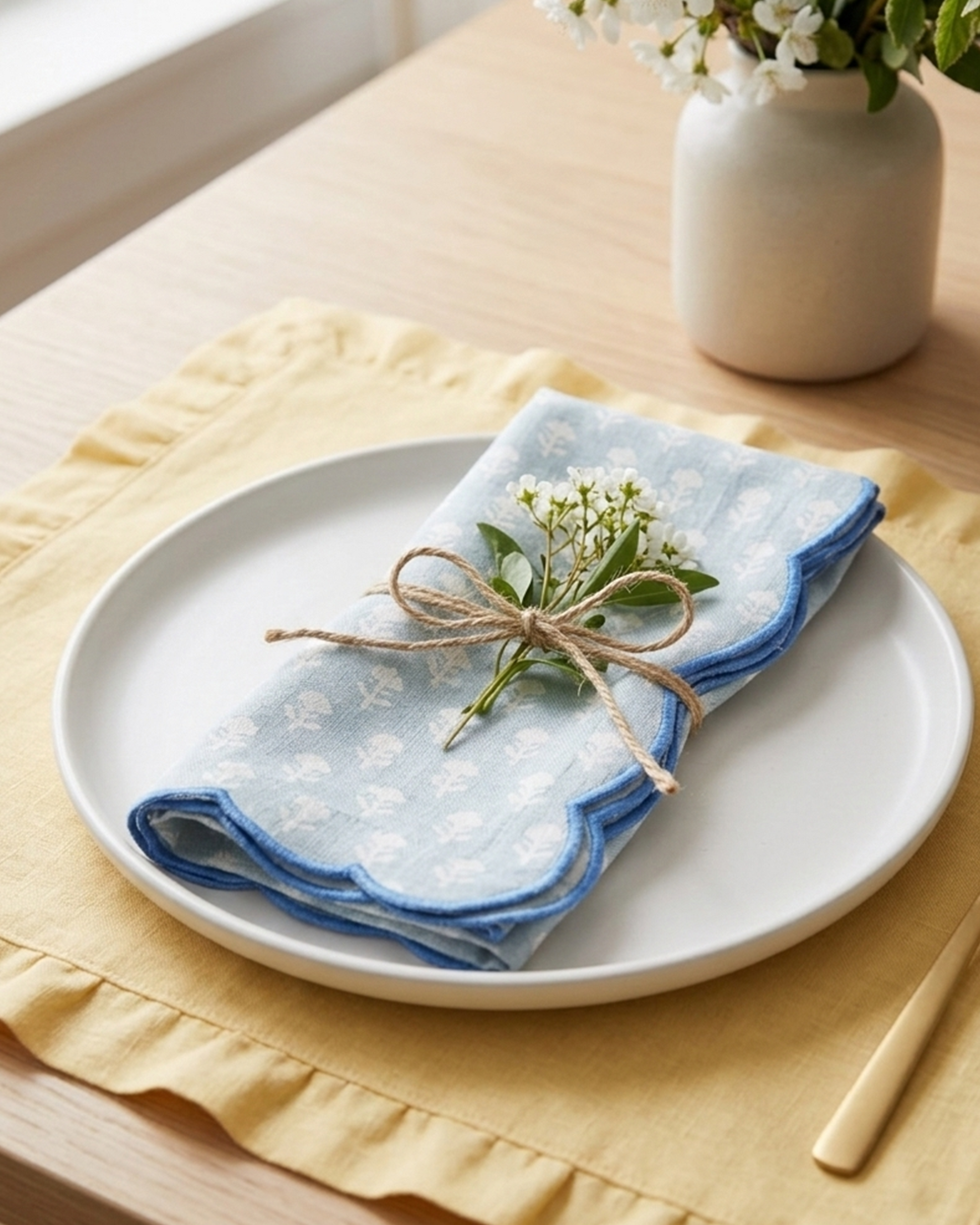 Mimo Pines Blue Cotton Napkin - alternate view