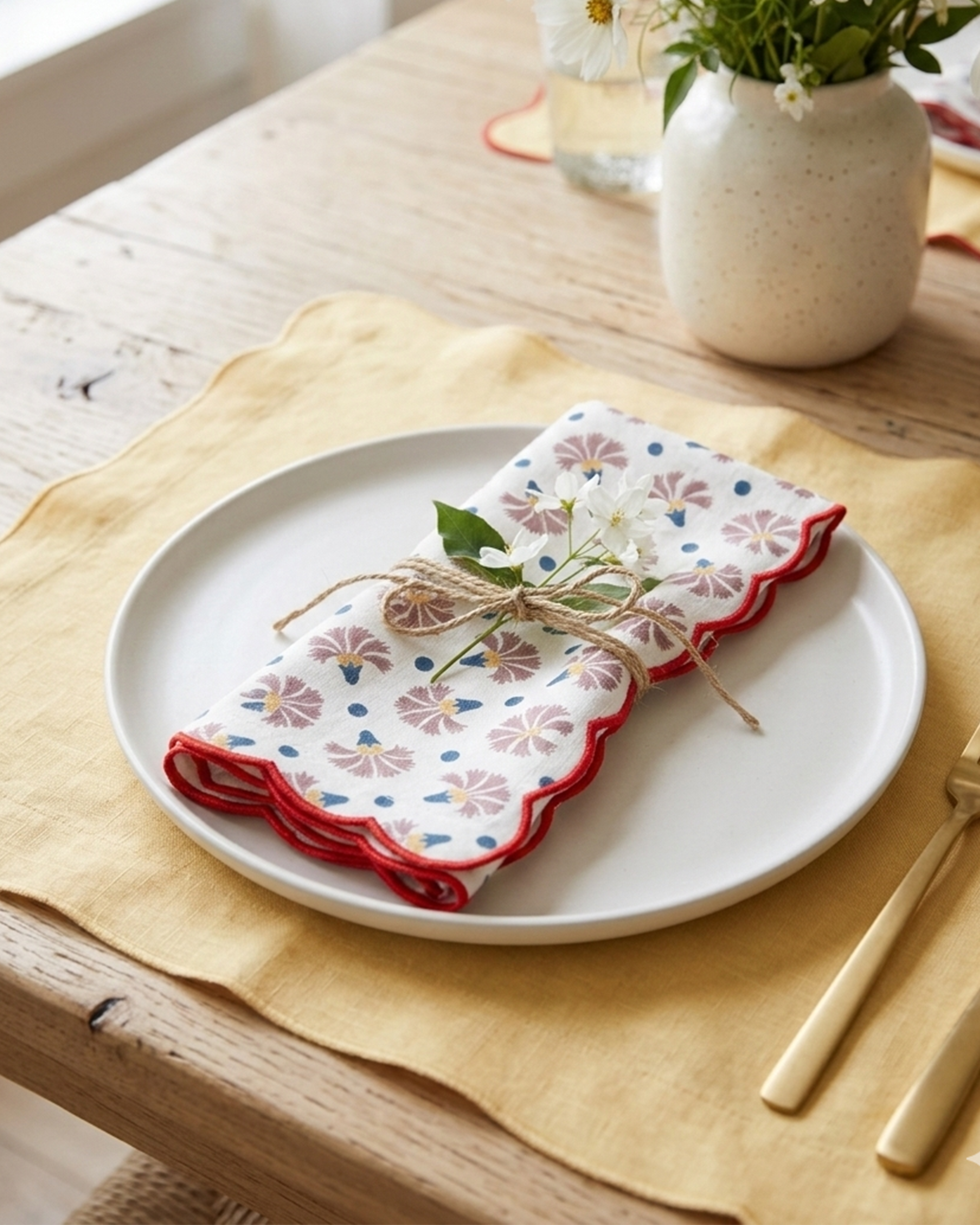 Raahat Buds Pink Cotton Napkin| Set of 2