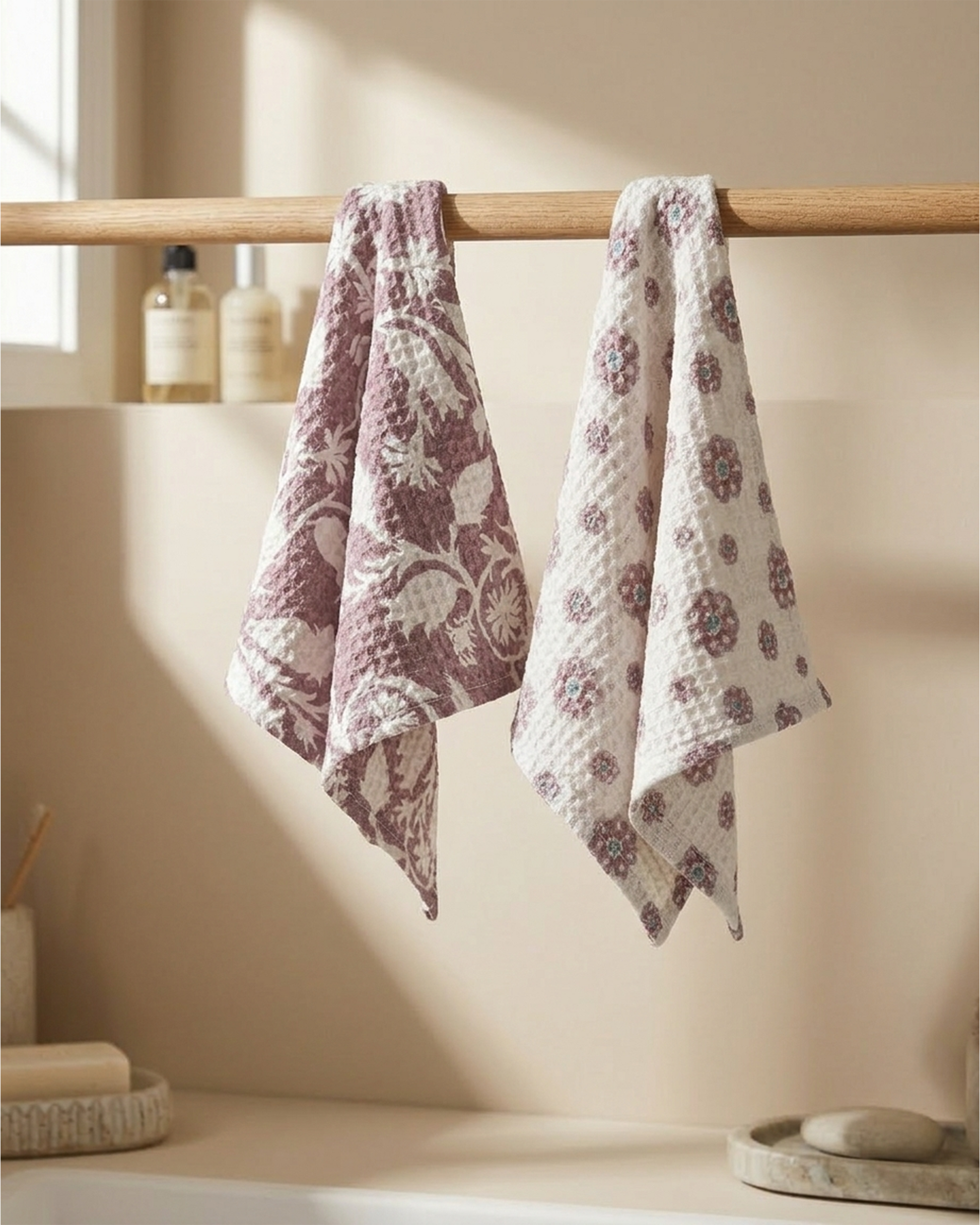 Rahat Buta Purple Cotton Face Towel | Taran Living