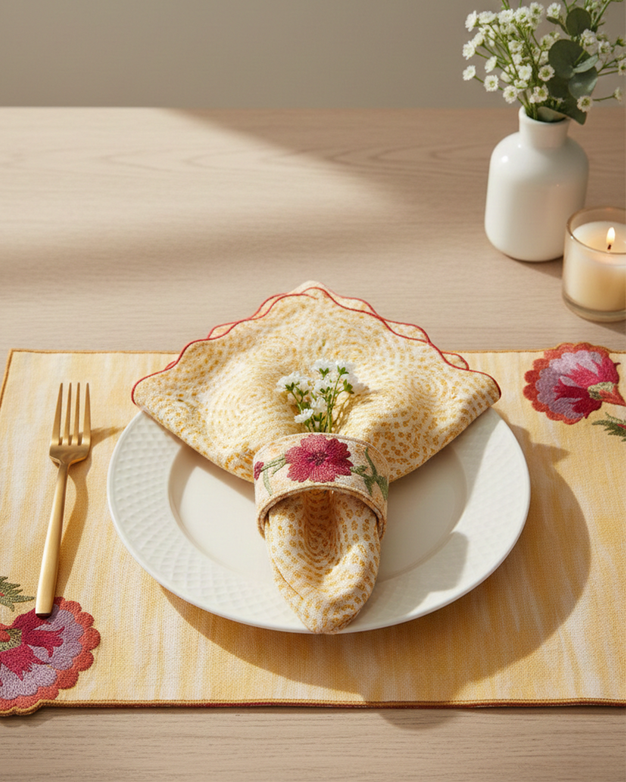 Rahat Yellow Circular Printed Napkin - alternate view