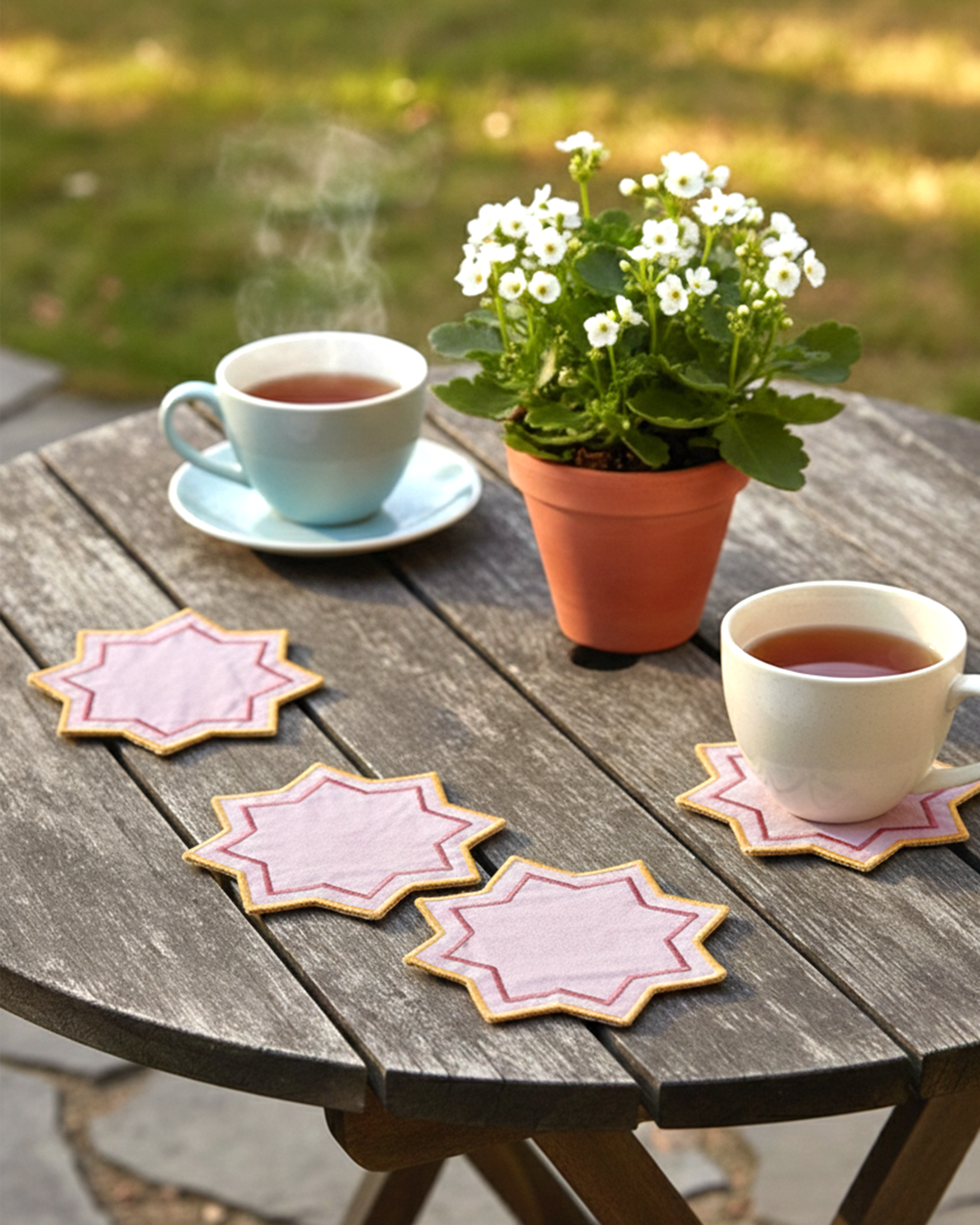 Miyana Coral Boundary Embroidered Coaster - alternate view