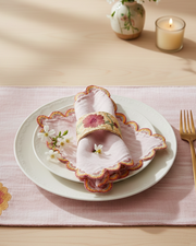 Mauve Scallop Embroidered Napkin | Taran Living