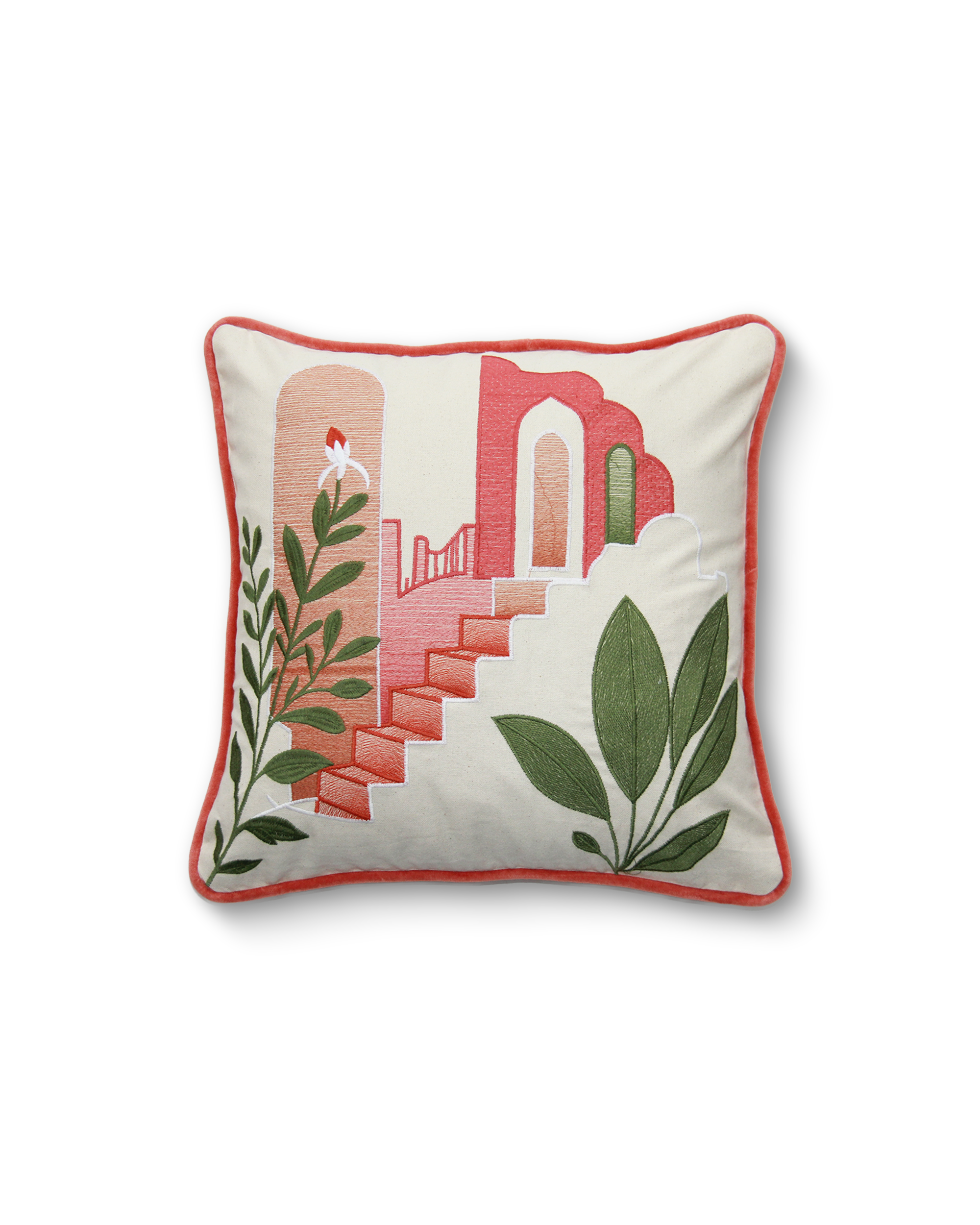 Rust haveli cotton cushion cover-16''X16''