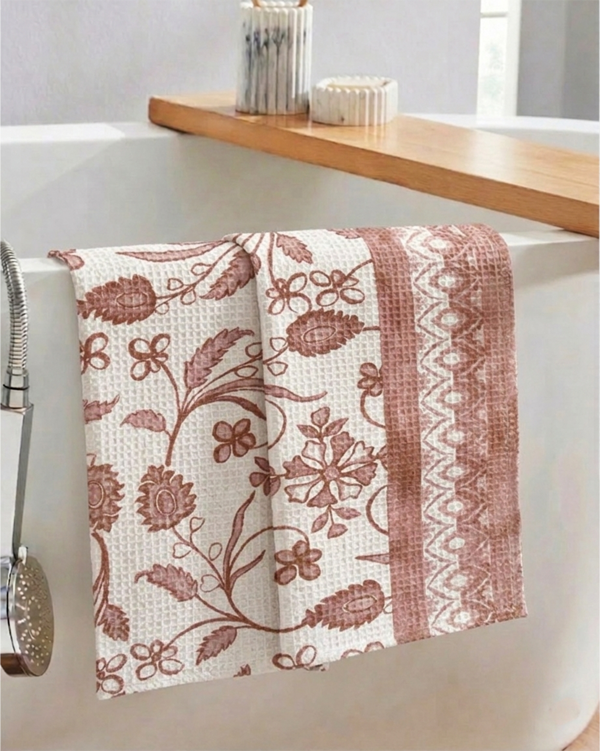Khwaab Pink Cotton Hand Towel - alternate view