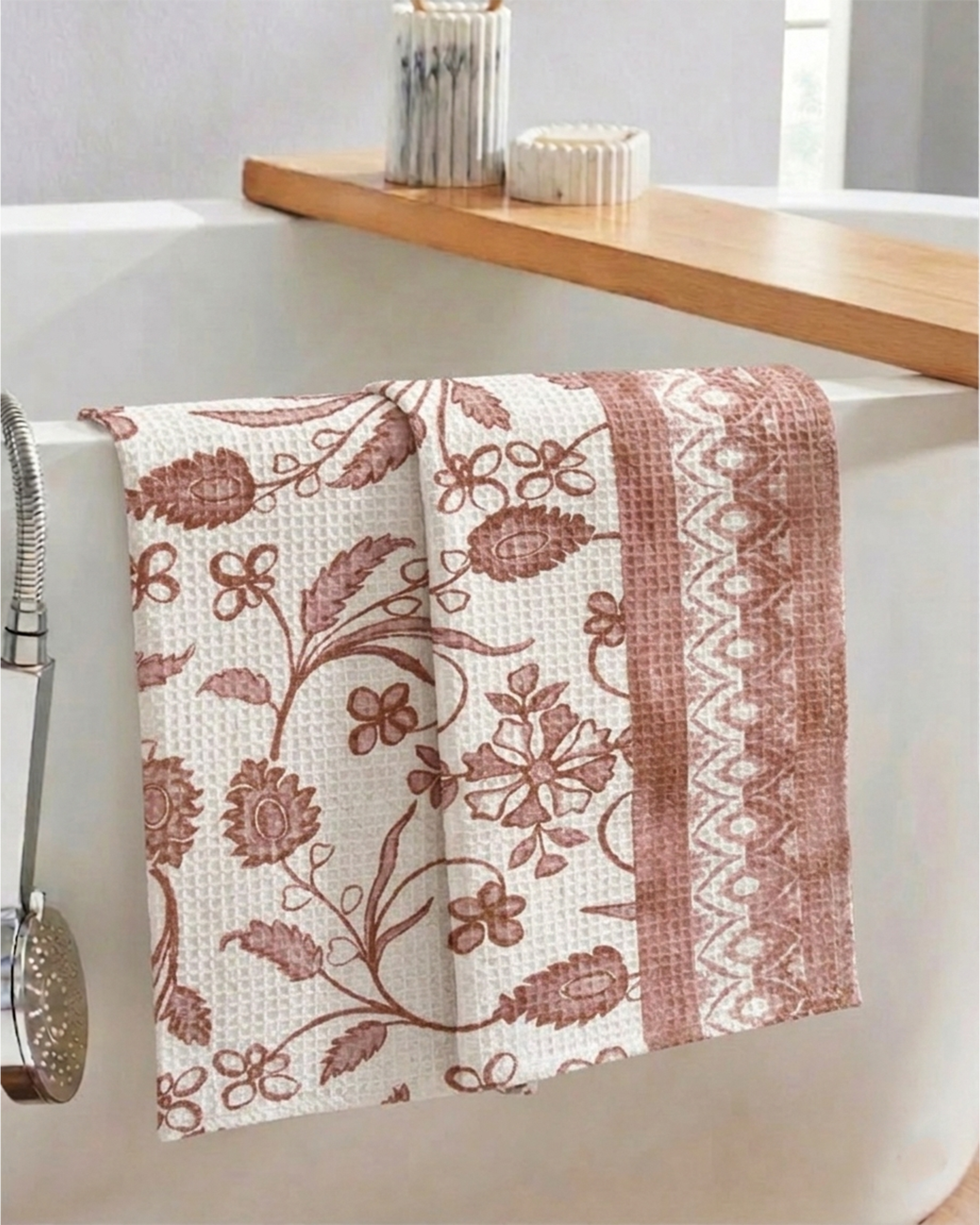 Khwaab Pink Cotton Hand Towel - alternate view