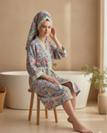 Country Side Flower Cotton Waffle Bathrobe