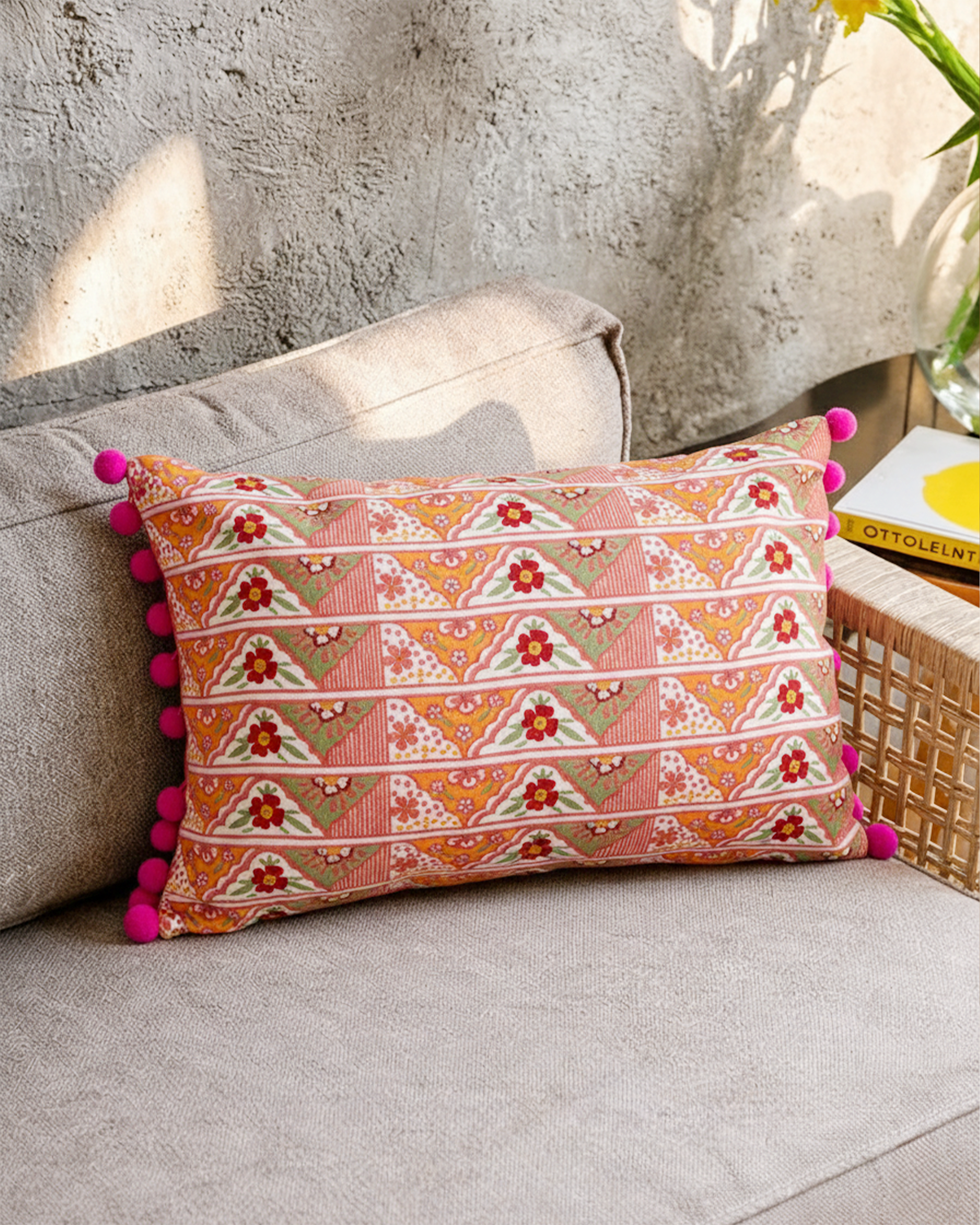 Mimo Coral Urban Embroidered Cushion Cover - 12"x 18"